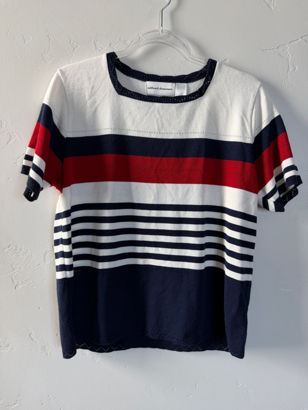 Alfred Dunner Navy, Red & White Striped Knit Tee